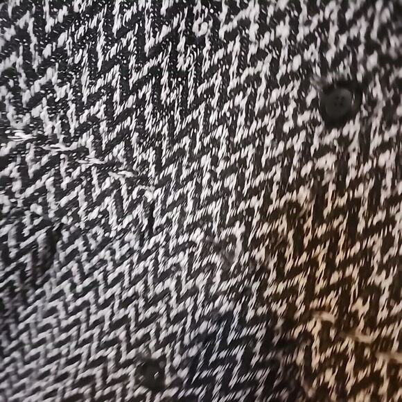 Kenneth Cole New York Women’s Size 12 Wool Blend Black White Pea Coat Chevron - Picture 5 of 12